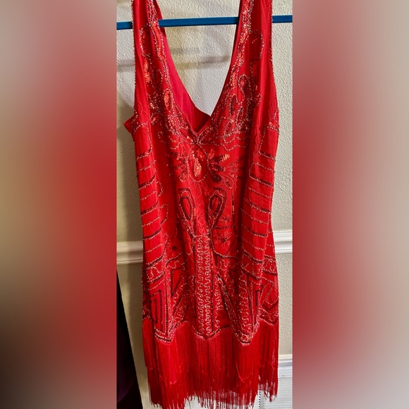 Babeyond knee length flapper dress, red - Picture 2 of 3